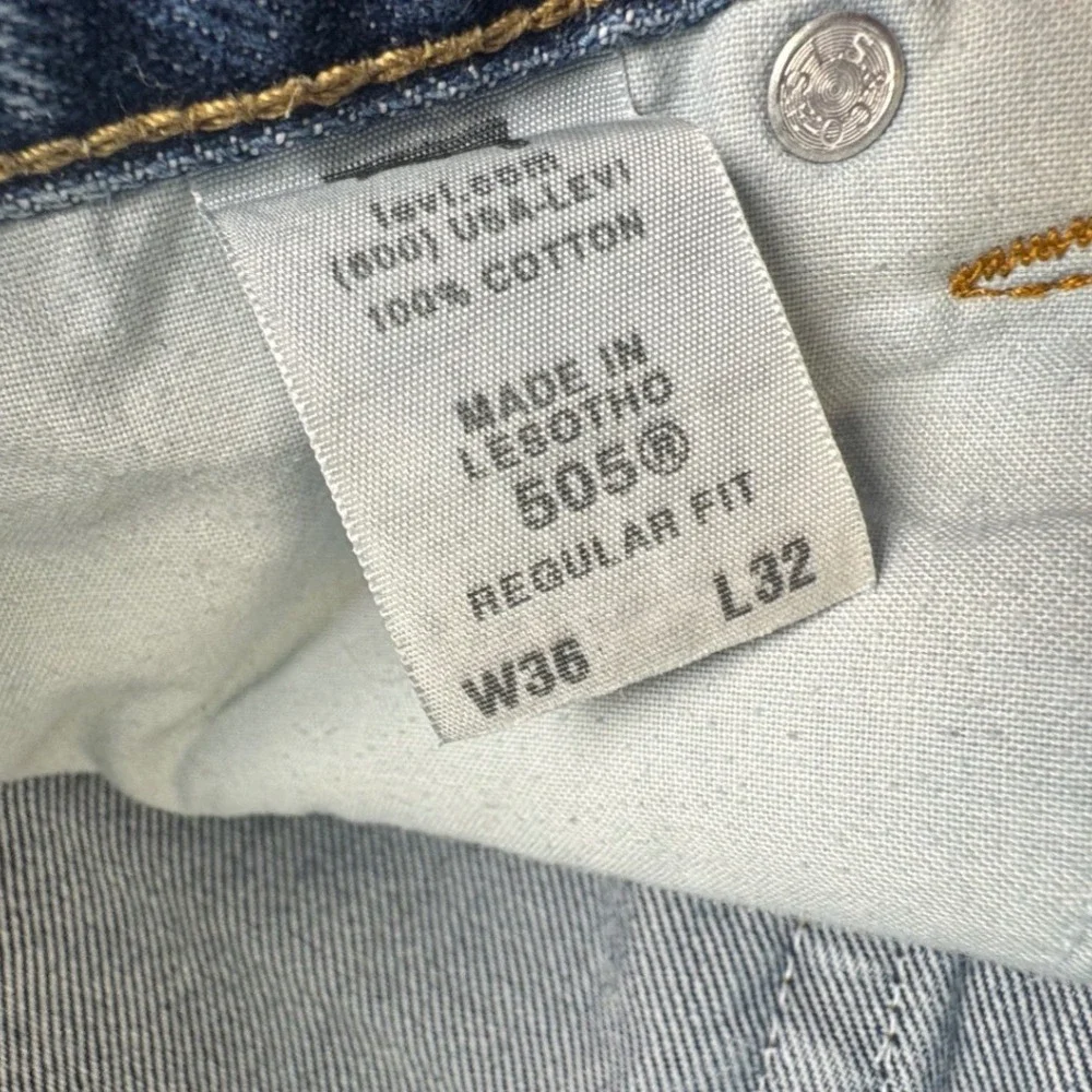 VTG Y2K Levi's 505 Regular Fit‎ Jeans Men's 36x32 Blue Medium Wash Straight Leg